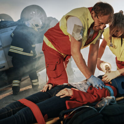 On,The,Car,Crash,Traffic,Accident,Scene:,Paramedics,Saving,Life