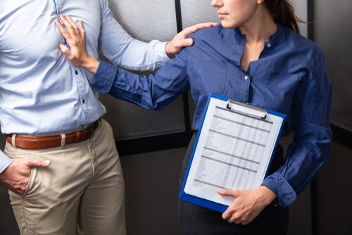 woman unsure on how to document workplace sexual harassment in LA