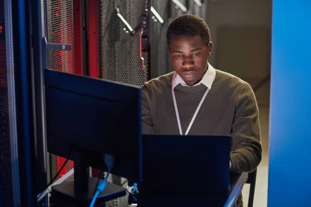 A man working on a desktop computer